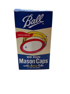 Vintage box of Ball Wide Mouth Mason Caps from approximately the mid-1970s